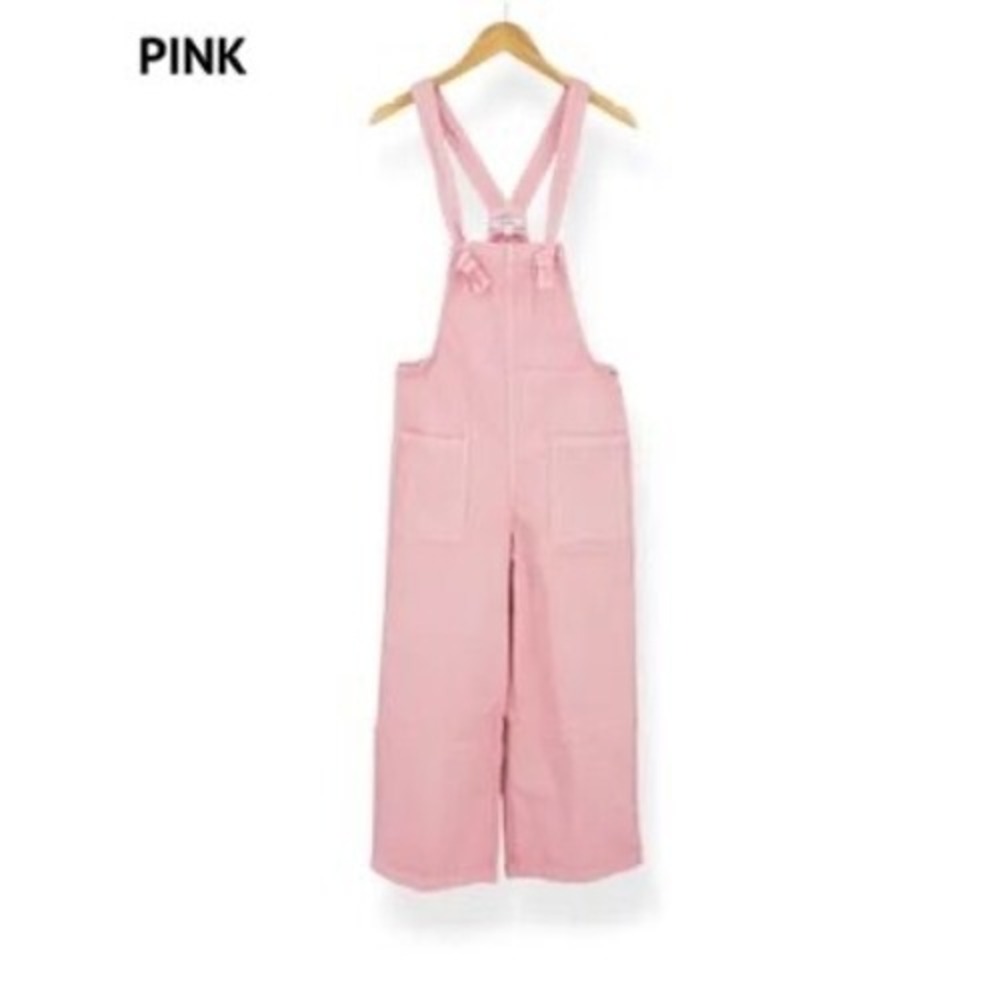 Zenana Women Pink Denim Wide Leg Overalls Bib Jumpsuit Size M